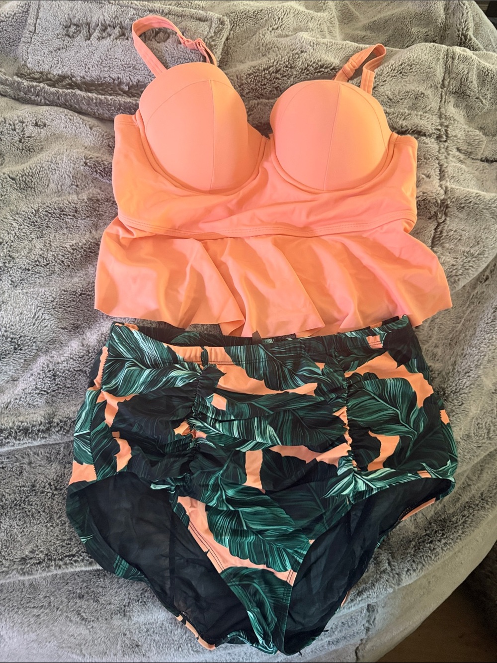 torrid Coral Peplum Bikini Top with Tropical Leaf High-Waist Bottoms
